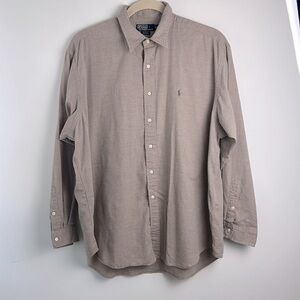 Polo Ralph Lauren Harlow Men's Tan Herringbone XXL Button Down Long Sleeve Shirt